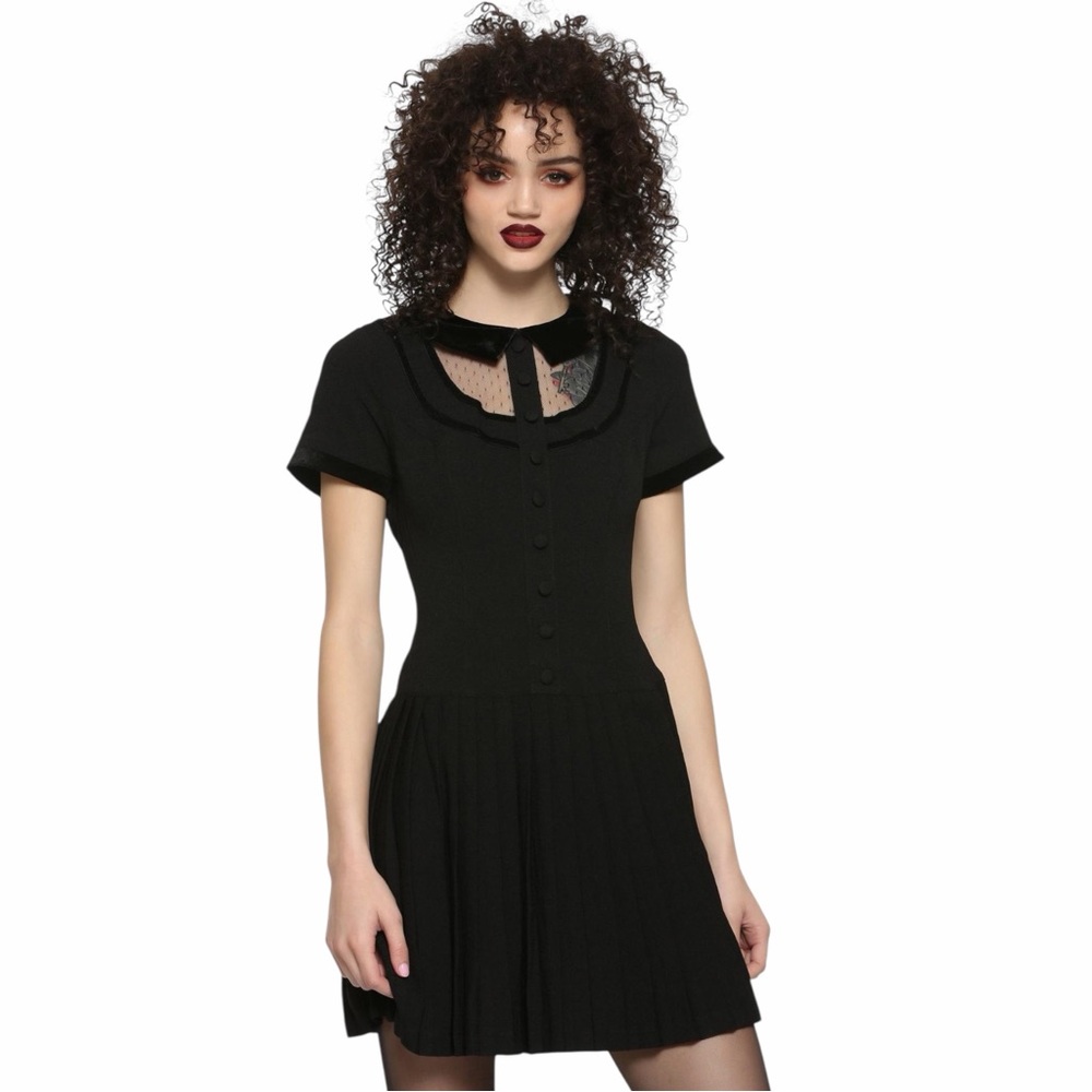 SPIN DOCTOR Goth Black Velvet and Lace Mini Dress Size XS